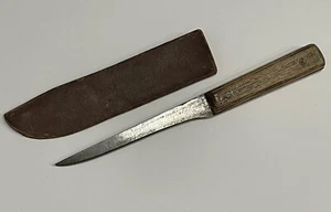 Cuchillo utilitario deshuesado rígido de colección Forgecraft década de 1970 hoja de 6" alto carbono con funda EE. UU. - Imagen 1 de 14