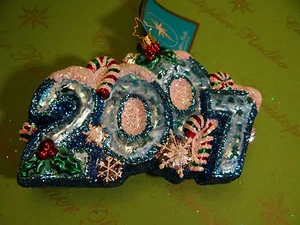 Christopher Radko Frostymint Seven Glass Ornament - Picture 1 of 12