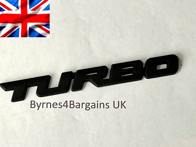 Black Turbo Badge Decal Sticker Emblem Metal 3D Styling UK seller - Image 1 of 4