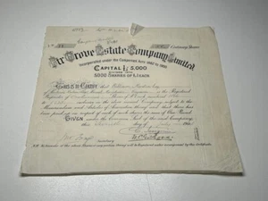 Antique (1904) Fir Grove Estate Company Limited Share Certificate 100 Shares - Picture 1 of 4
