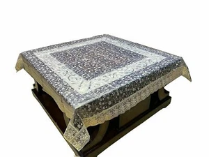 PVC 4 Seater Square Dining Center Table Cover with Border 48 x 48 inch US - Picture 1 of 3