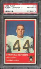 1963 Fleer #64 Bob Dougherty PSA 8 Oakland Raiders U. of Kentucky SP short print