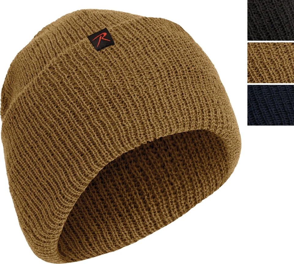 100% Wool Double Layered Knit Watch Cap Beanie Cold Weather Hat with Rothco Tag - Image 1 of 1