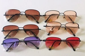 Eine SONNENBRILLE UV400 100 % UV-Block Metall schwarzes Gestell + Gläser D. Farbe + Kristall (M29) - Bild 1 von 12