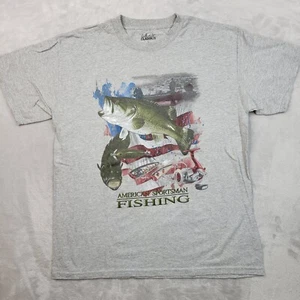 Fishing Shirt Mens Large American Sportsman Fisherman Lure Bait Reel Bass Adult* - Picture 1 of 8