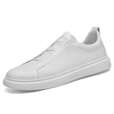 Men's Genuine Leather Slip on Casual Shoes Breathable Dress Mens Sneakers - Image 1 of 4