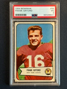 1954 Bowman #55 Frank Gifford Pro Football NY Giants HOF PSA 3 VG - Picture 1 of 2