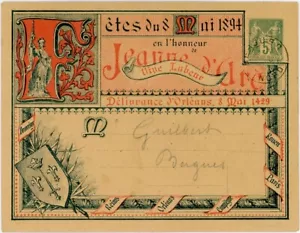 FRANCE 1894 ILLUSTRATED STATIONERY ORLEANS JEANNE DARC - Picture 1 of 2