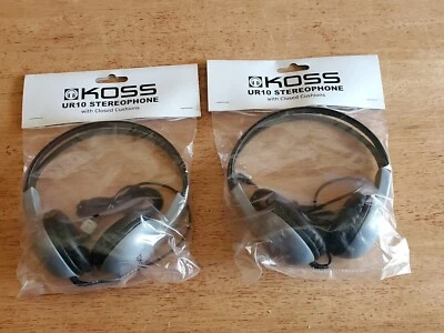 Pair Koss UR10 Stereophone W/Closed Cushions On-Ear Headphones NEW Factory Seal - Image 1 of 4
