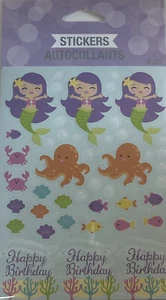 Mermaid Friends Value Stickers 4 Sheets Pack 6" x 4.5" Birthday Decorations - Picture 1 of 2