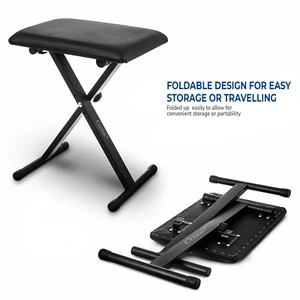 PIANO KEYBOARD STOOL/CHAIR/BENCH BLACK PADDED SEAT CUSHION ADJUSTABLE HEIGHT - Picture 1 of 11