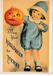 Repro,Reprint-Modern Halloween Postcard,MAY YOUR HALLOWE'EN BE MERRY,JOL-1990 - Picture 1 of 1