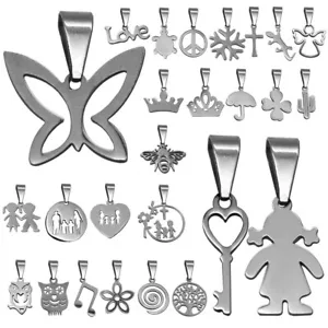 Kettenanhänger Eule Schlüssel Kreuz Charm Blume Damen Kette Anhänger Edelstahl - Bild 1 von 31