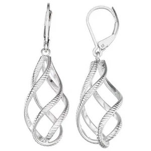 NAPIER Mod/Contemporary Silver Twisted Textured Spiral Earrings**NEW! - Picture 1 of 2