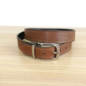 Reversible Belt Kids Youth XL Brown Genuine Thin Leather Silver Buckle COLUMBIA - Picture 1 of 8