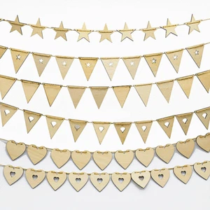 Wooden Bunting Banner Party Garland Hanging Decor Flag Prop Embellishments Craft - Picture 1 of 13