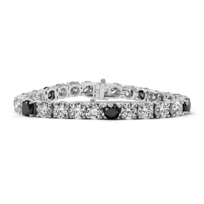 Brazalete de tenis de diamantes negros naturales y diamantes cultivados en laboratorio CVD de 29,83 quilates 18 k Foto 1 de 2