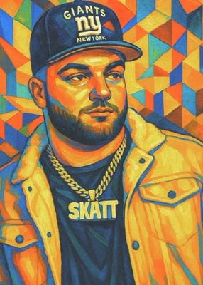 CAM SKATTEBO * New York Giants * FÚTBOL * Impresión de tarjeta de arte ilustrado * 4x6 Foto 1 de 2