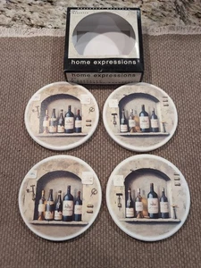 Home Impressions Ceramic Wine Bottle Design Coasters Set Of 4 - Picture 1 of 5