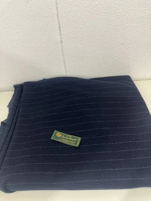 Loro Piana White / grey Windowpane Cashmere Flannel Fabric 2 Yards Navy - Image 1 of 4