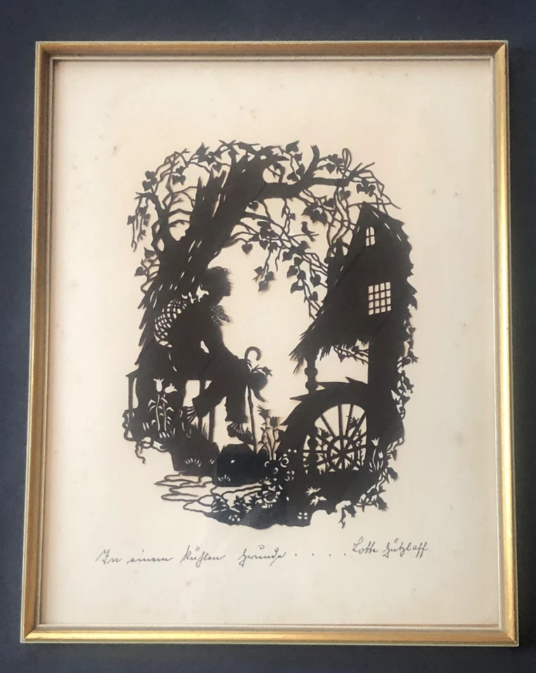 Scherenschnitt  Bild "In einem Kühlen Grunde" 1920 von Lotte Gützlaff - Bild 1 von 3