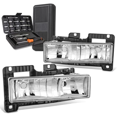 Faros de carcasa transparente cromados + caja de herramientas para GMC C/K K1500/K2500/K3500 1988-1998 Foto 1 de 3