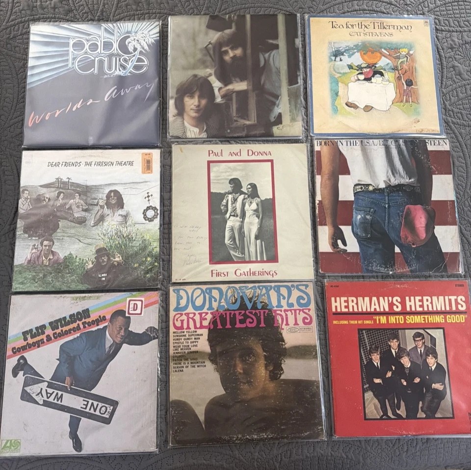 Nine Rock / Pop albums - 50's60's, 70's, 80's Used - Bruce, Donovan, Cat Stevens - Image 1 of 4