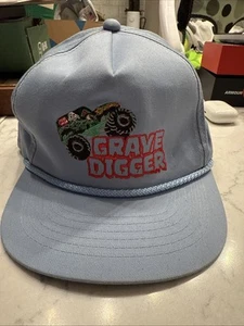 RARE VINTAGE POWDER BLUE SIGNED GRAVE DIGGER HAT - Only One Available On eBay - Picture 1 of 5