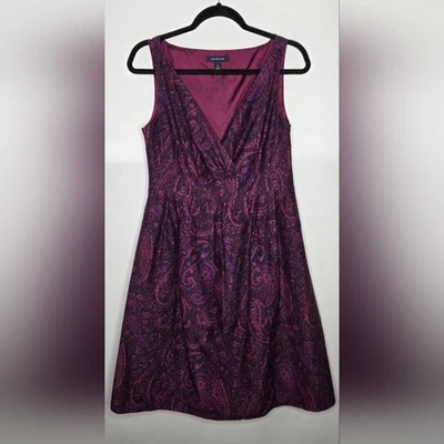 Vestido sem mangas Lands' End roxo e rosa paisley tamanho 6 coquette festa feminina - Imagem 1 de 4