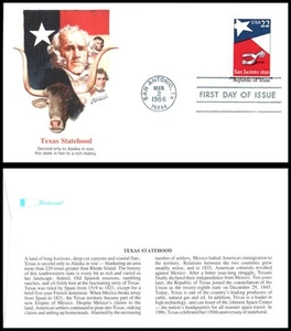 1986 Texas Statehood Sc 2204 FDC Fleetwood Republic sesquicentennial Alamo flag - Picture 1 of 1