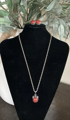 Conjunto de Brinco Vintage Assinado JWN Navajo Esponja Colar Coral - Imagem 1 de 4