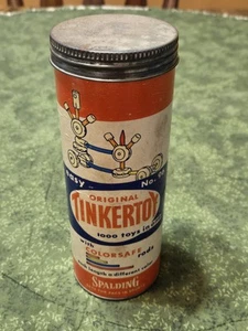 Original Tinkertoy Vintage Canister with Lid, No. 96, Spalding Advertising Decor - Picture 1 of 11