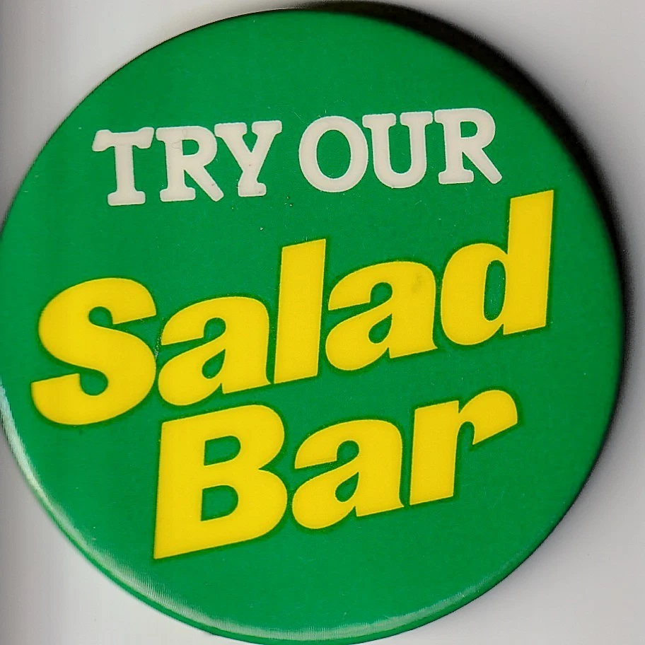 De colección 1984 Burger King Restaurant Prueba Nuestra Barra de Ensaladas Publicidad Botón Pinback Foto 1 de 1