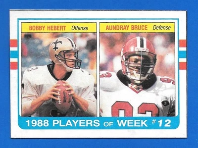 1989 TOPPS L BOBBY HEBERT AUNDRAY BRUCE PLAYERS OF WEEK #12 BOX BOTTOM HAND CUT - Image 1 of 2