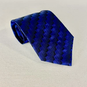 ZILLI blau & schwarz gewebte Seidenkrawatte Chevron Muster 60x3,75" Seide Neu ohne Etikett - Bild 1 von 4