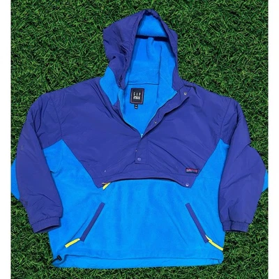 GAP Arctic Fleece Mountain Anorak Coat - Purple/ Blue Color Block - XXL - Image 1 of 4