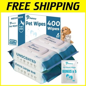 Convenient 400 Pack of Organic Dog Wipes - Gentle Cleansing for Sensitive Skin - Picture 1 of 11