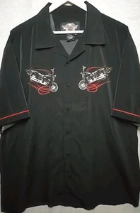 Harley Davidson Black SS Button Shirt Skull Wrench Crossbones Eagle XL Rare - Picture 1 of 9