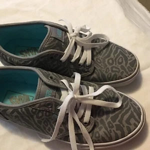 Vans Low grau Zebrastreifen/türkis innen Damengröße 8 " - Bild 1 von 6