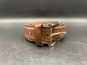 Tommy Hilfiger Men’s Genuine Brown Leather Belt 30/32 Small - Picture 1 of 7
