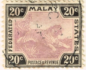 Malaya Perak Wild Animals Tiger stamp 1907 As - Picture 1 of 1