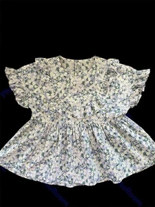 I’ll Gufo NWOT Lavender Floral Ruffled Short Sleeve Peplum Blouse-10Years - Picture 1 of 8