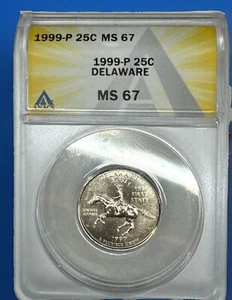 1999-P 25c MS67 Delaware STATE QUARTER Anacs Graded Certified - Picture 1 of 2