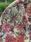 Vintage Floral Tapestry Beaded Purse Handbag Double Handle Shimmer Bling Flowers