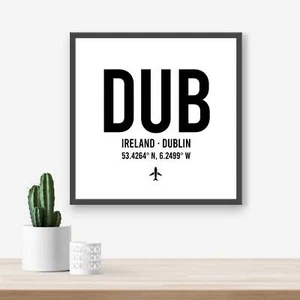 Personalisierter Dublin Irland Flughafen Code Druck - jeder Flughafen/Standort, Luftfahrt - Bild 1 von 5