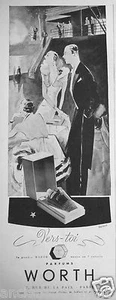 WERBUNG 1934 LA POWDER VERS-TOI DE WORTH IN 7 FARBEN - PARFUMS - Bild 1 von 1