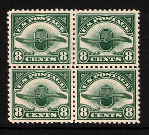 1923 US C4 8c Airplane Radiator & Propeller Block of 4 - MNH XF/Sup - Picture 1 of 3