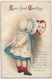 Postal mecánica Ellen Clapsaddle 1910 firmada por artista - Saludo de San Valentín - Imagen 1 de 5