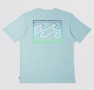 Billabong Mens X-Large Crayon Wave Short Sleeve T-Shirt Graphic Coastal Blue NEW - Picture 1 of 4