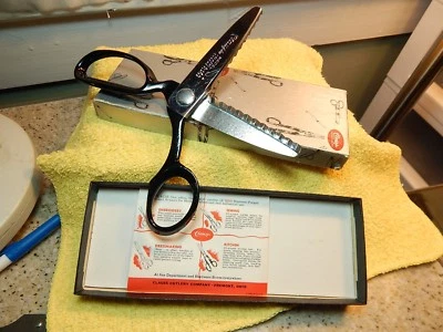 Vtg. Clauss Pinking Scissor Shear Model 7 1/4" No.4 Chrome Plated Freemont USA  - Image 1 of 4